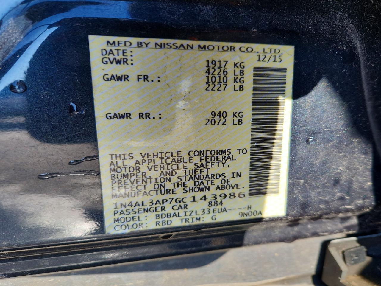 2016 NISSAN ALTIMA