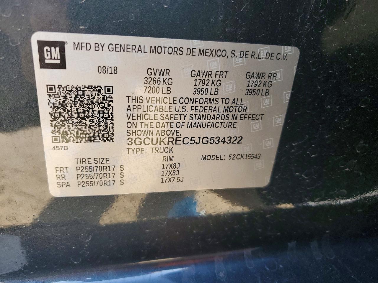 2018 CHEV SILVERADO