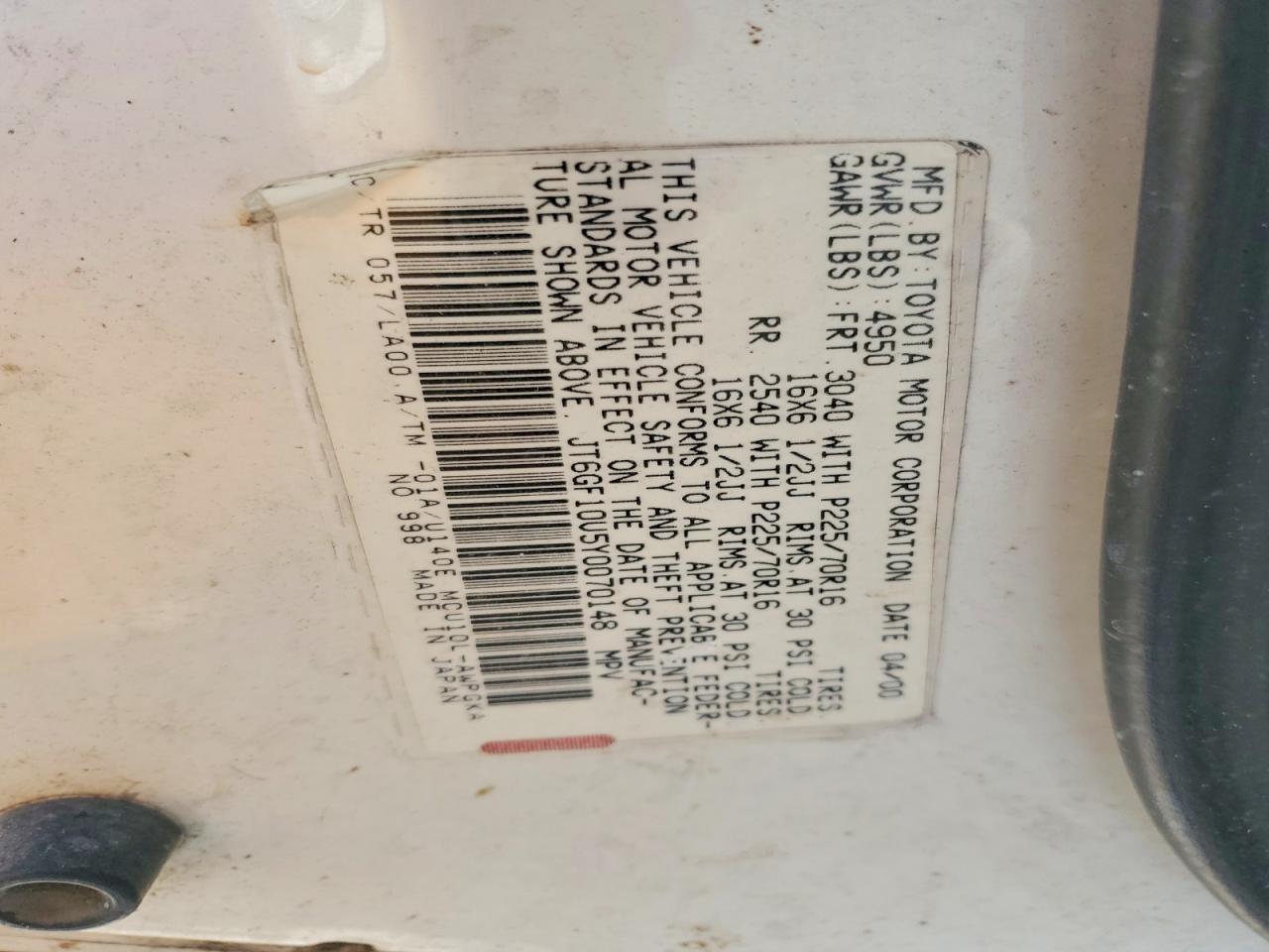 2000 LEXUS RX300