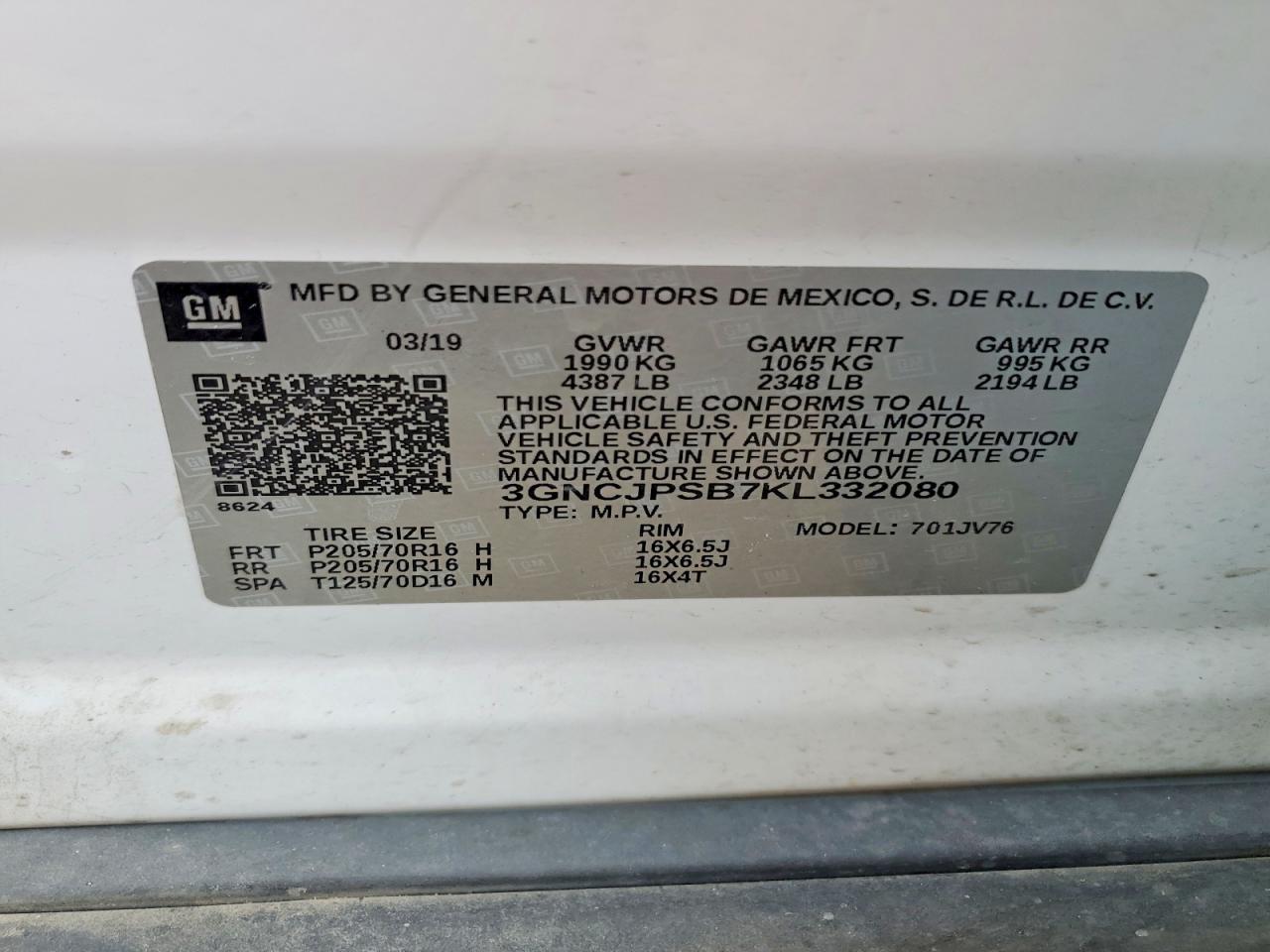 2019 CHEVROLET TRAX