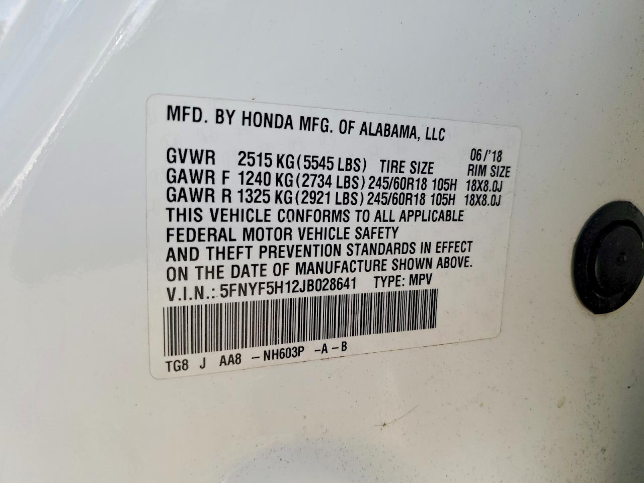 2018 HONDA PILOT