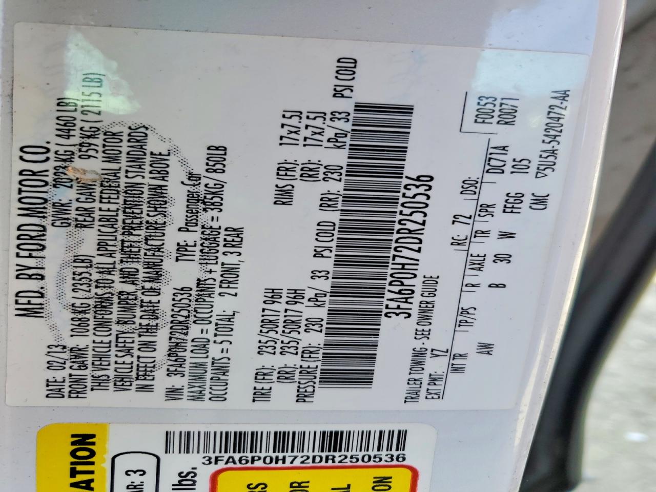 2013 FORD FUSION