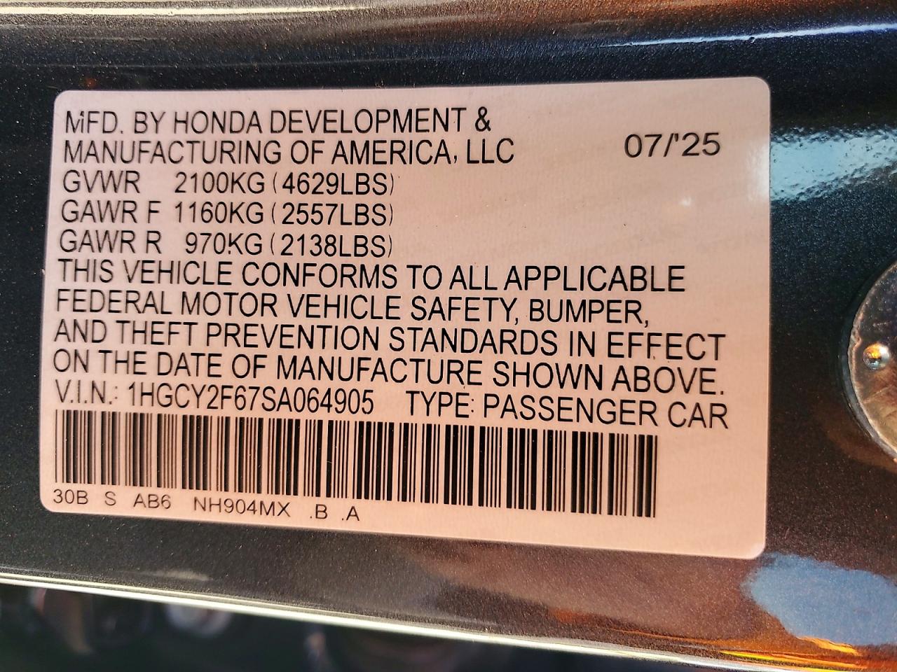 2025 HONDA ACCORD