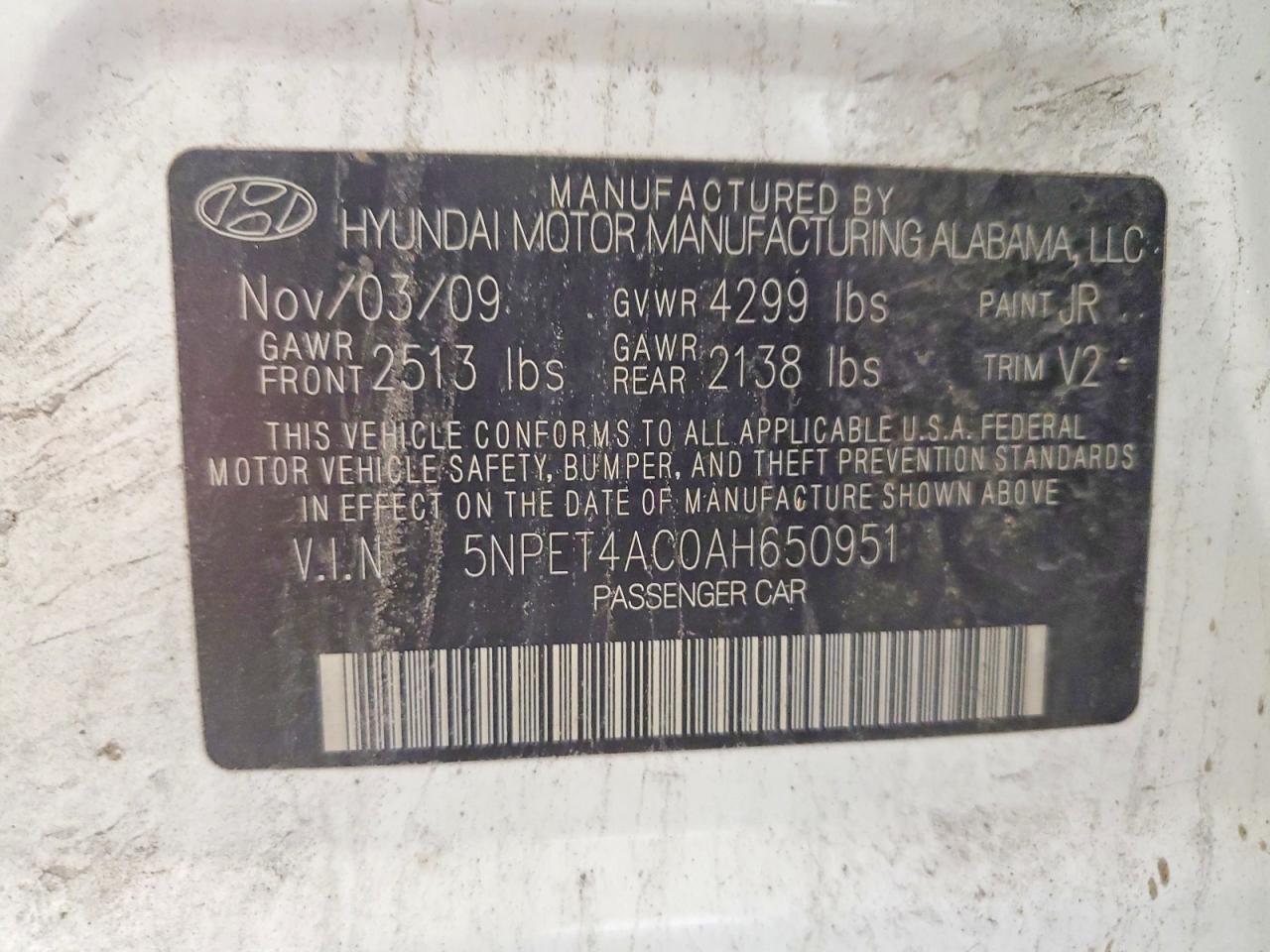 2010 HYUNDAI SONATA