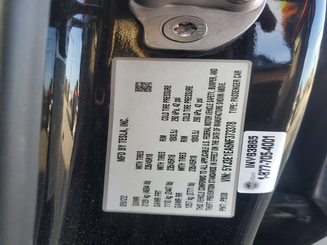 2022 TESLA MODEL 3