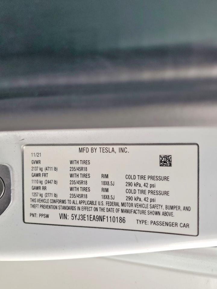 2022 TESLA MODEL 3