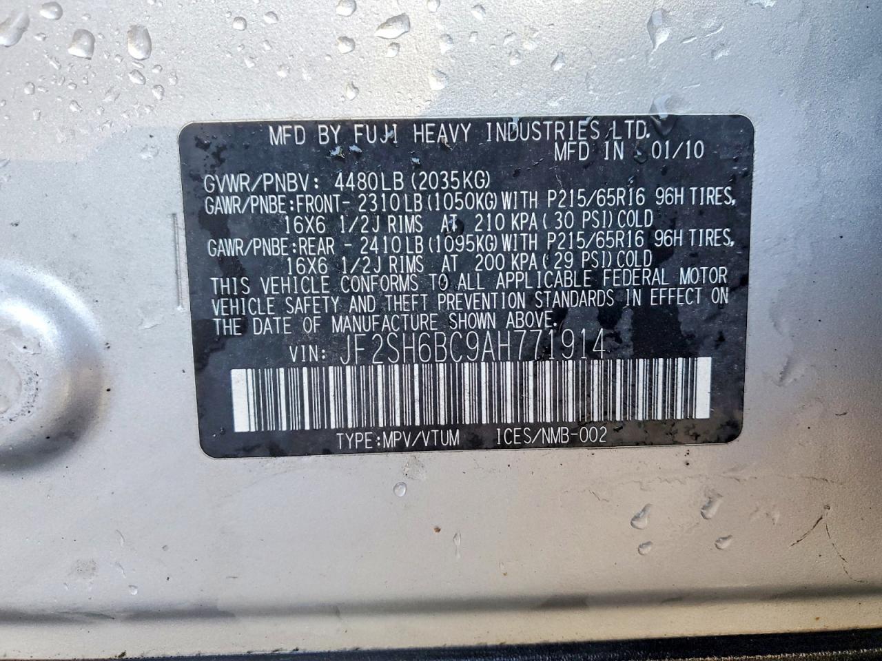 2010 SUBARU FORESTER