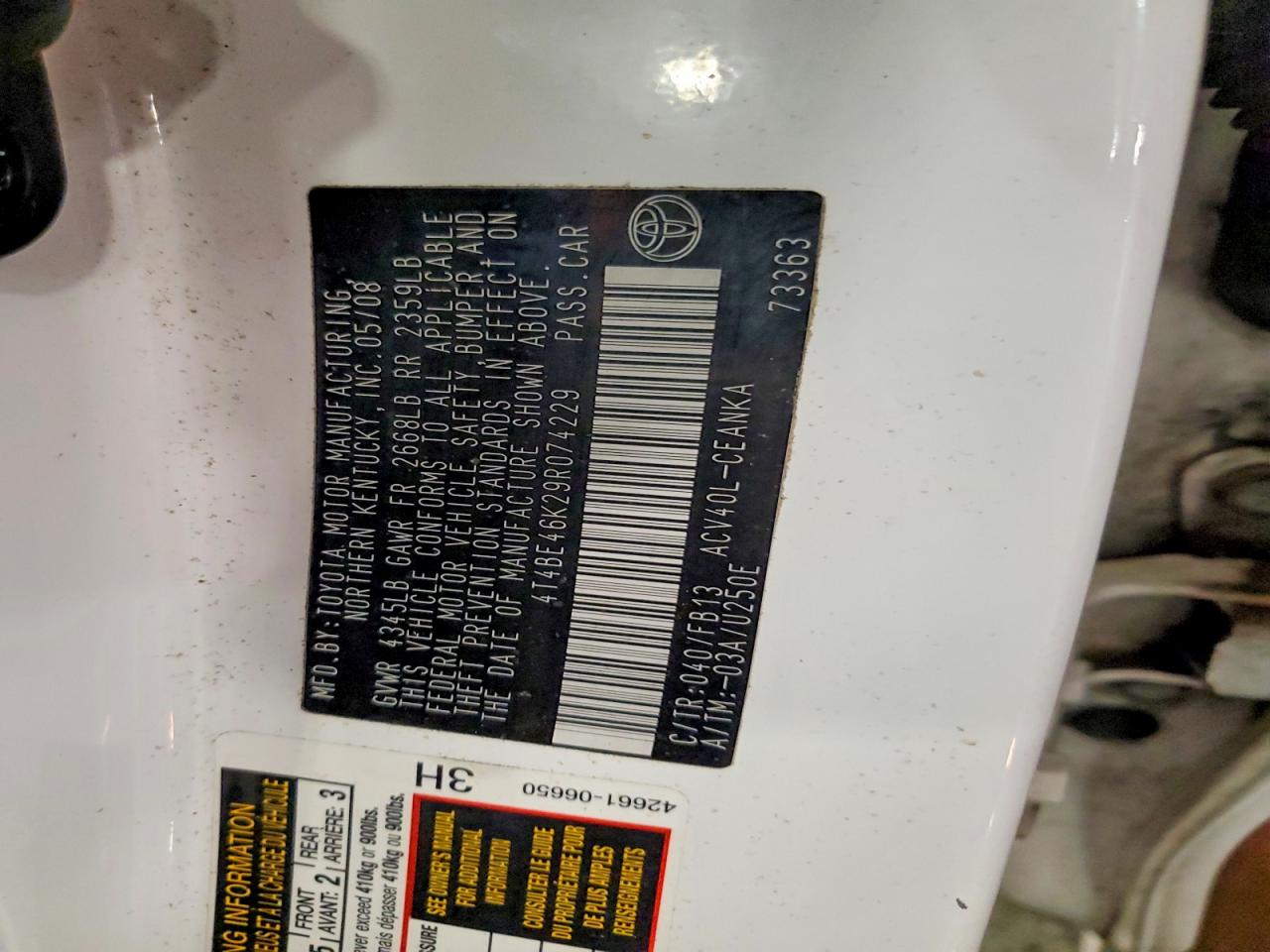 2009 TOYOTA CAMRY
