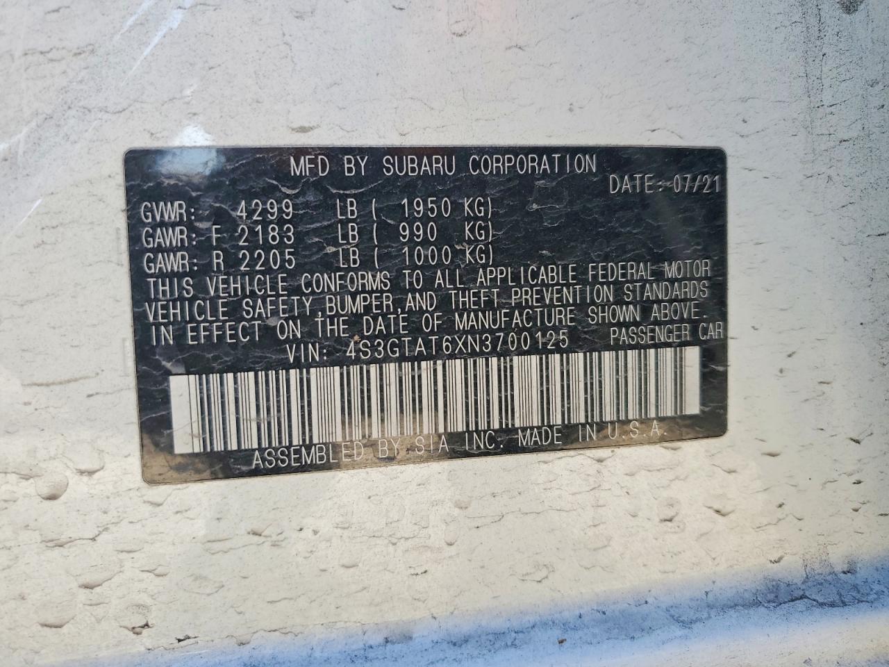 2022 SUBARU IMPREZA