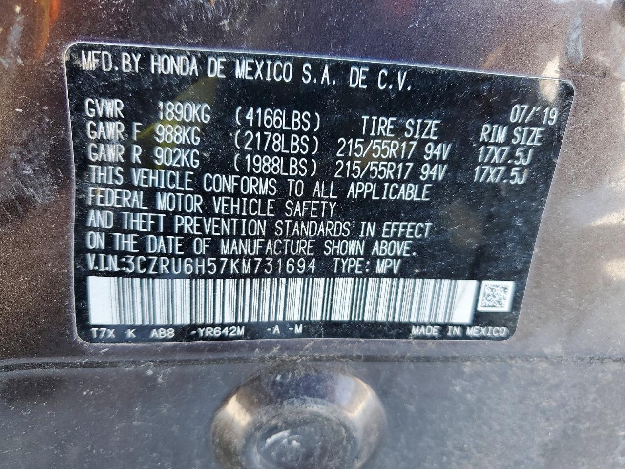 2019 HONDA HR-V
