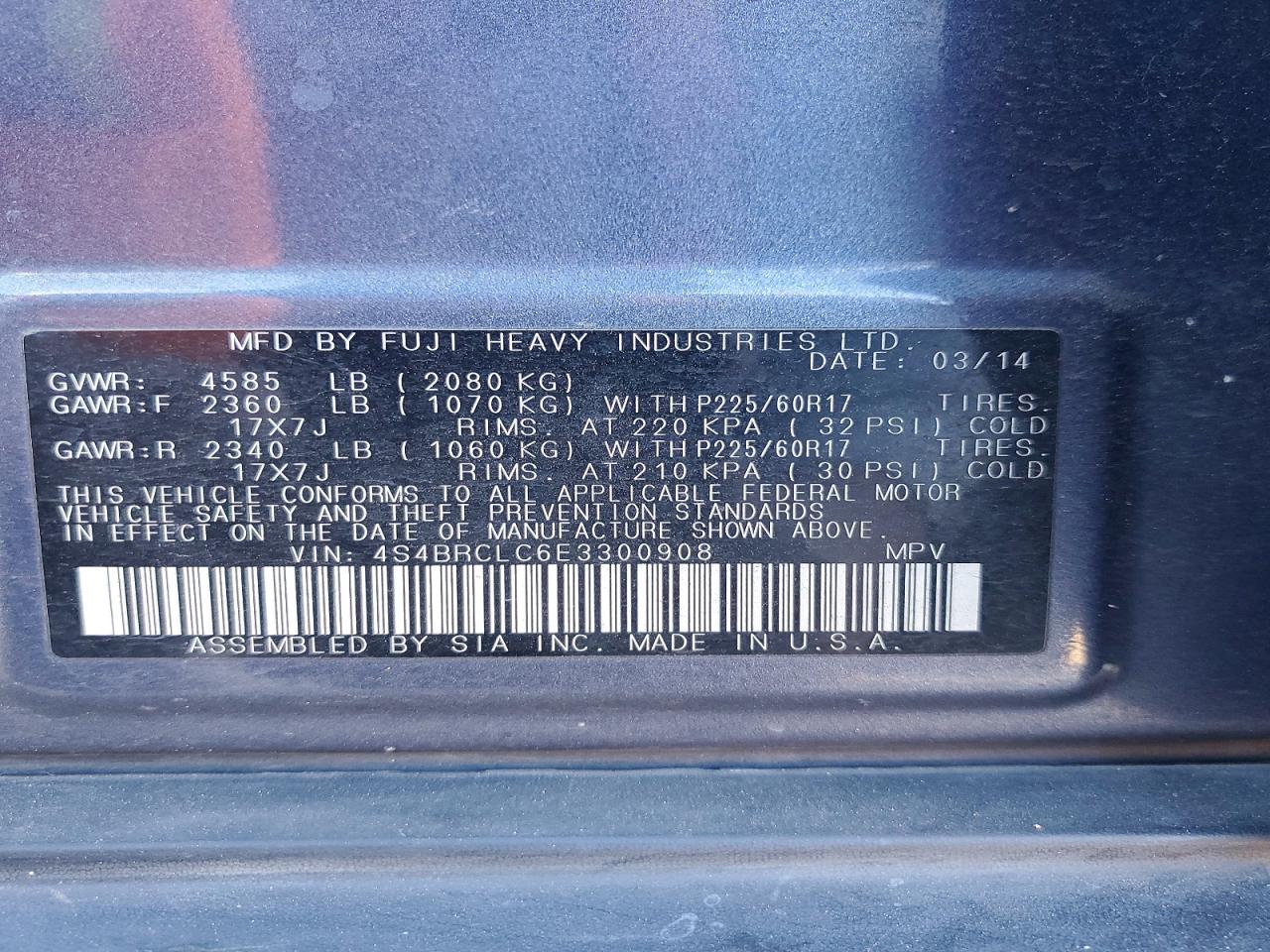 2014 SUBARU OUTBACK