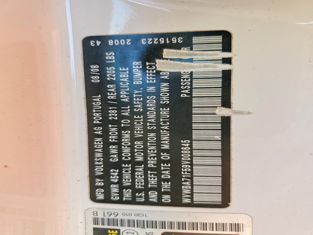 2009 VOLKSWAGEN ALL OTHER