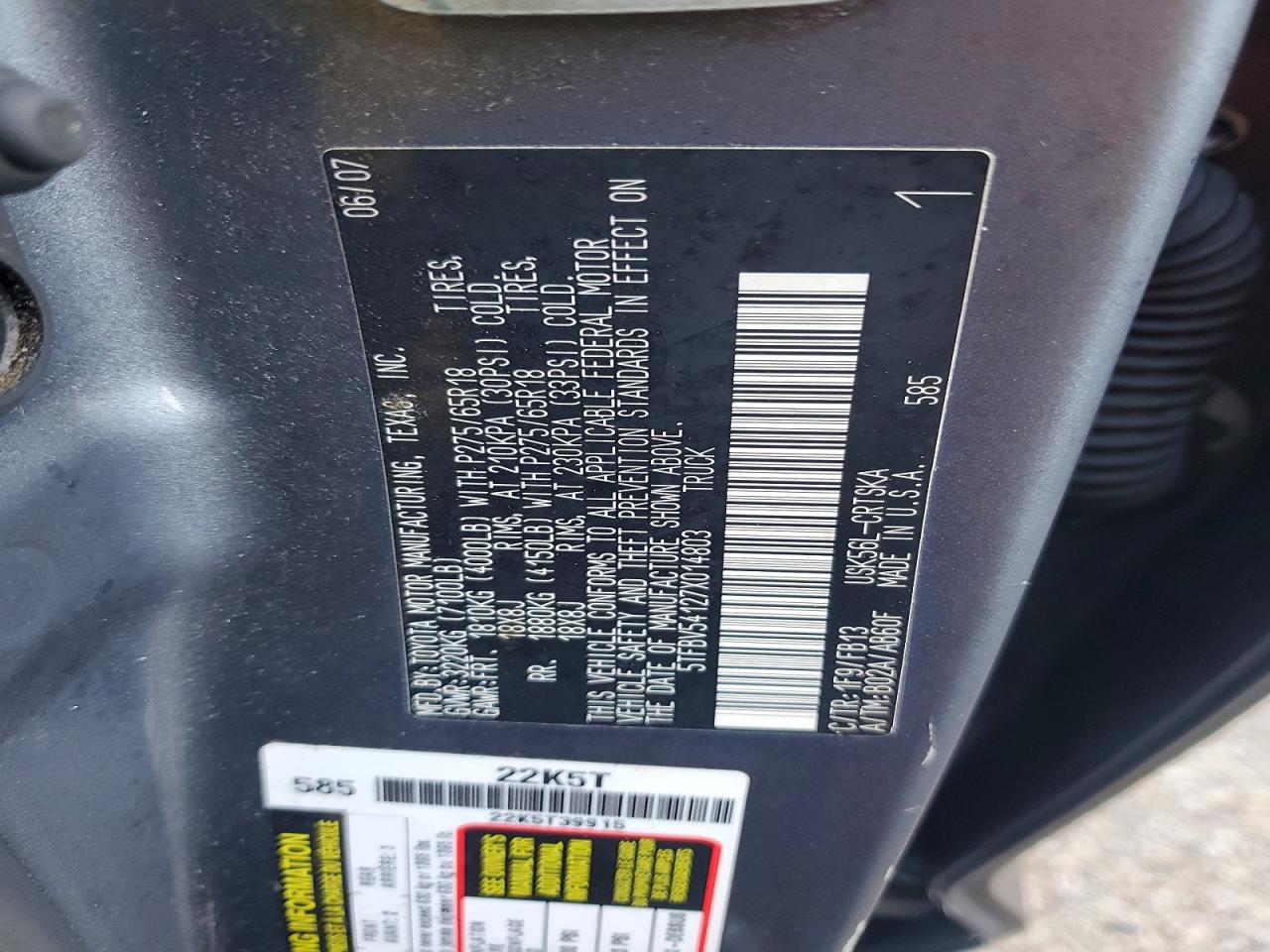 2007 TOYOTA TUNDRA
