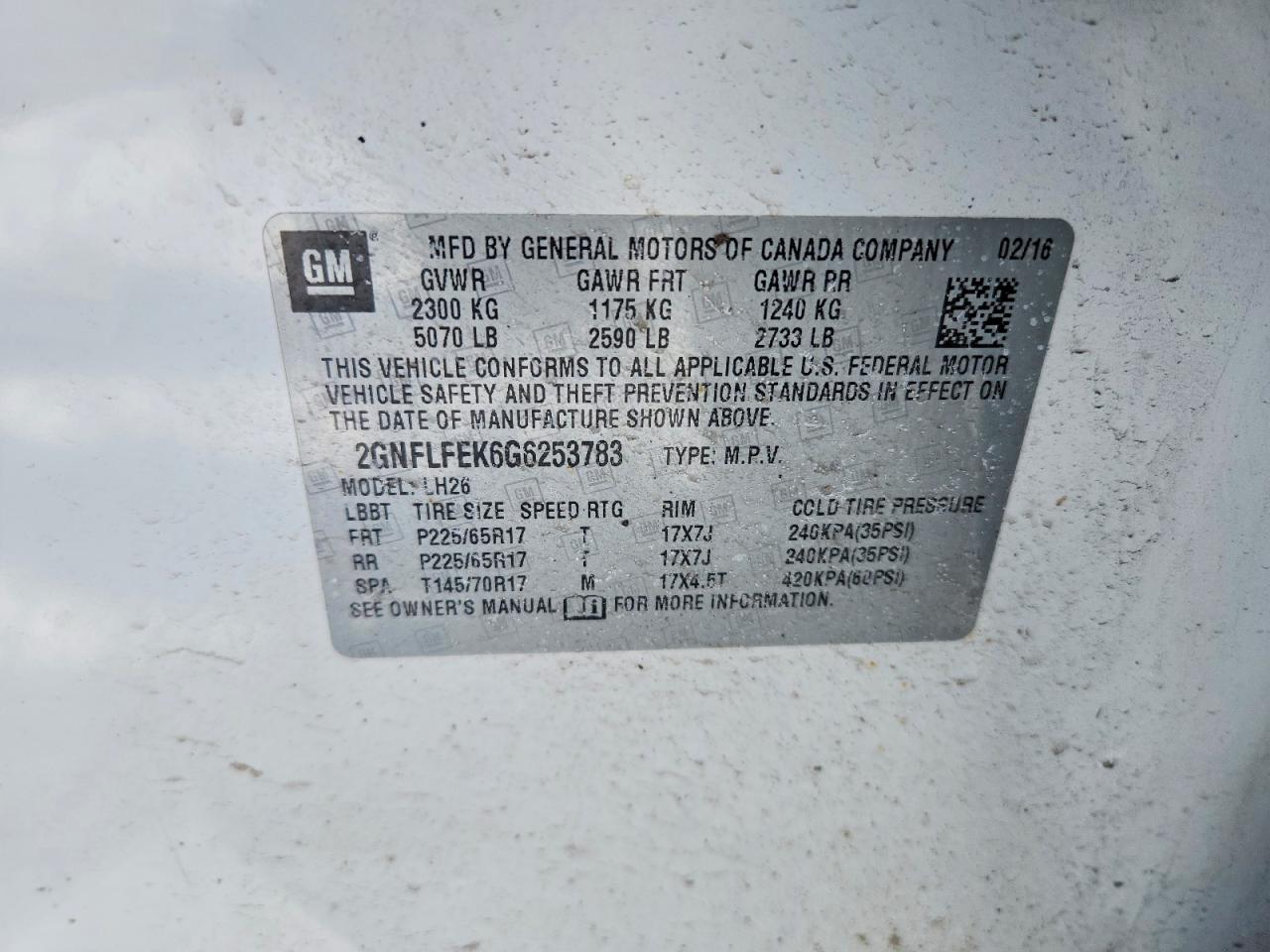 2016 CHEVROLET EQUINOX