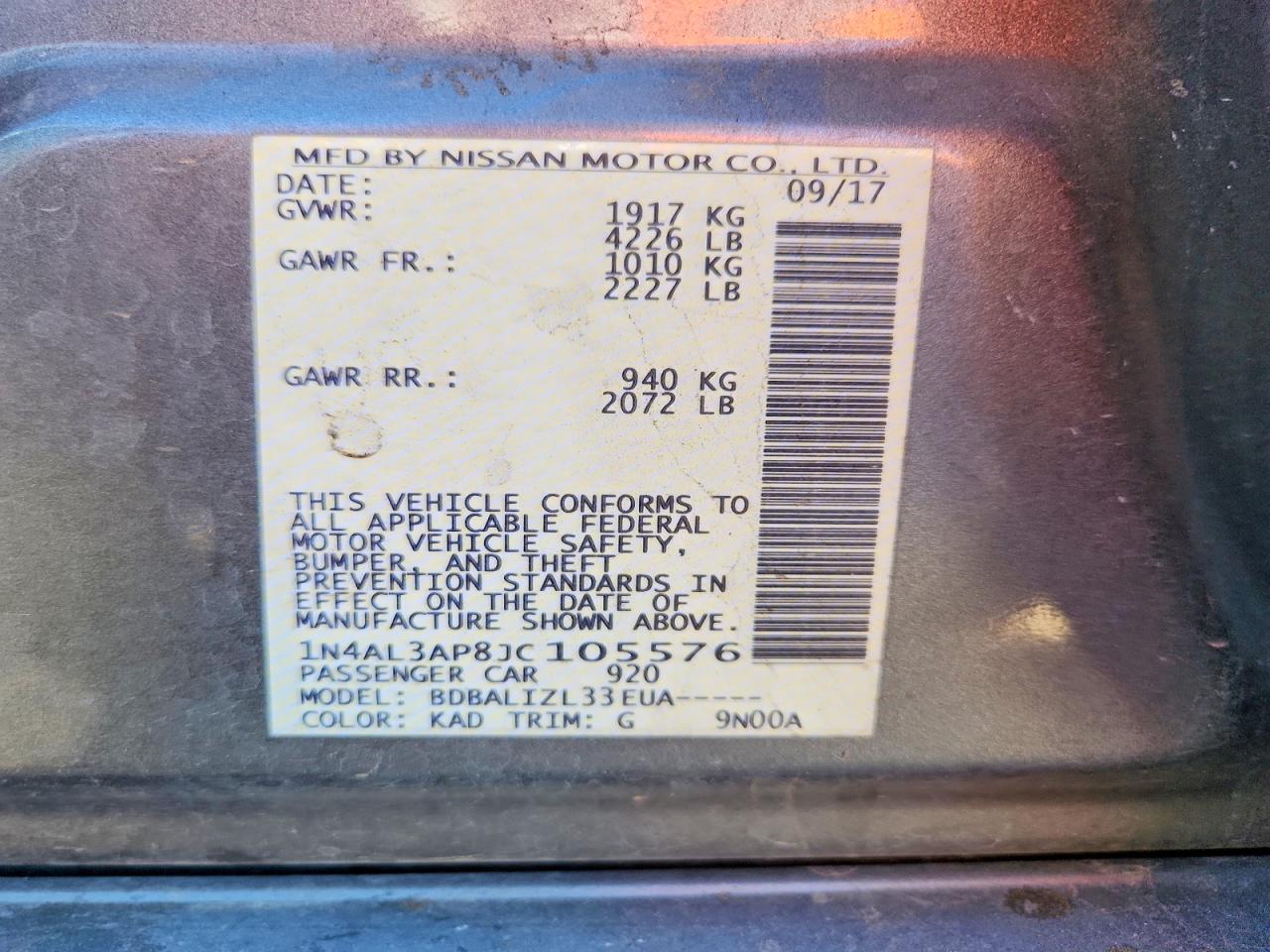 2018 NISSAN ALTIMA