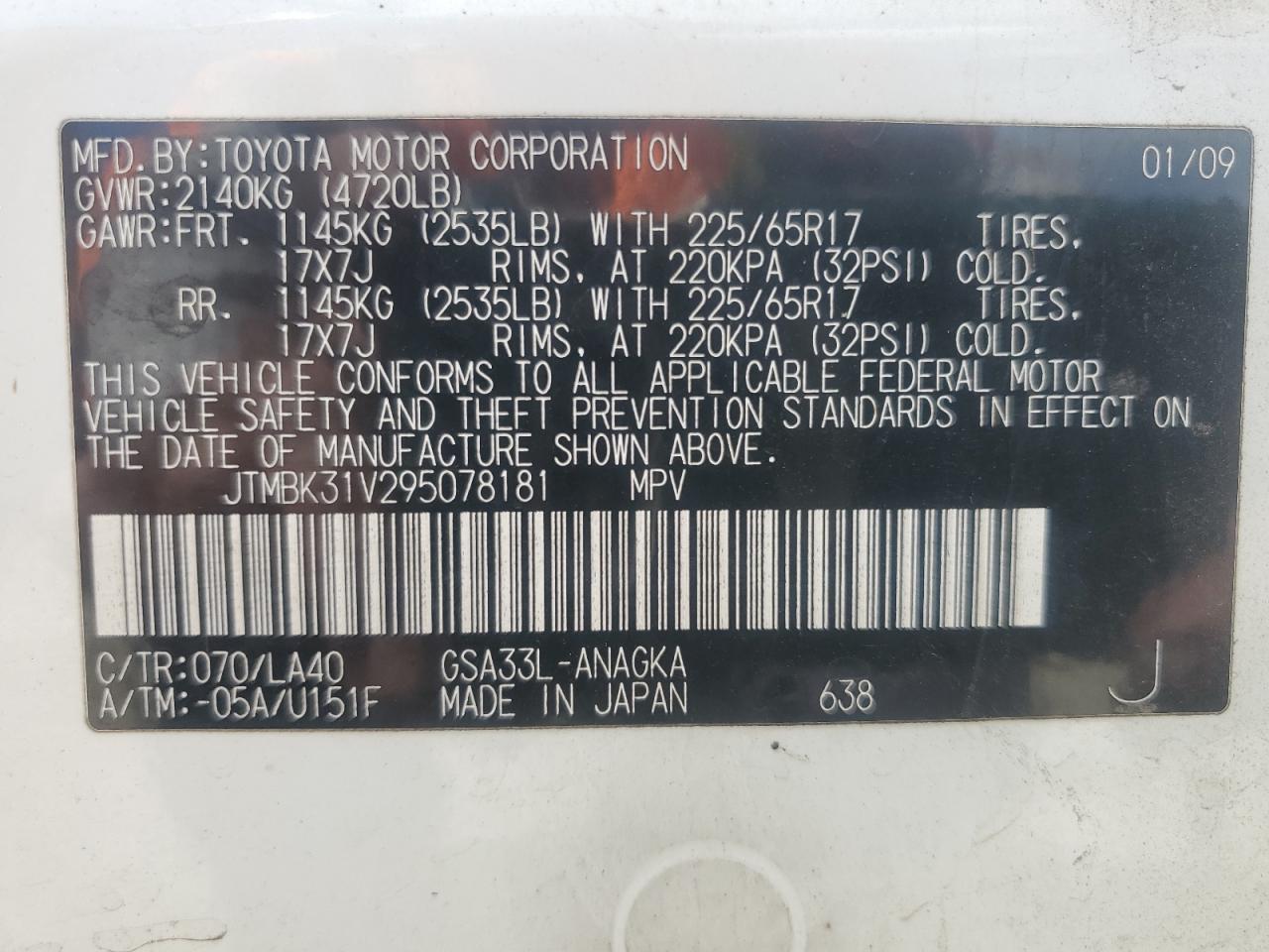 2009 TOYOTA RAV4
