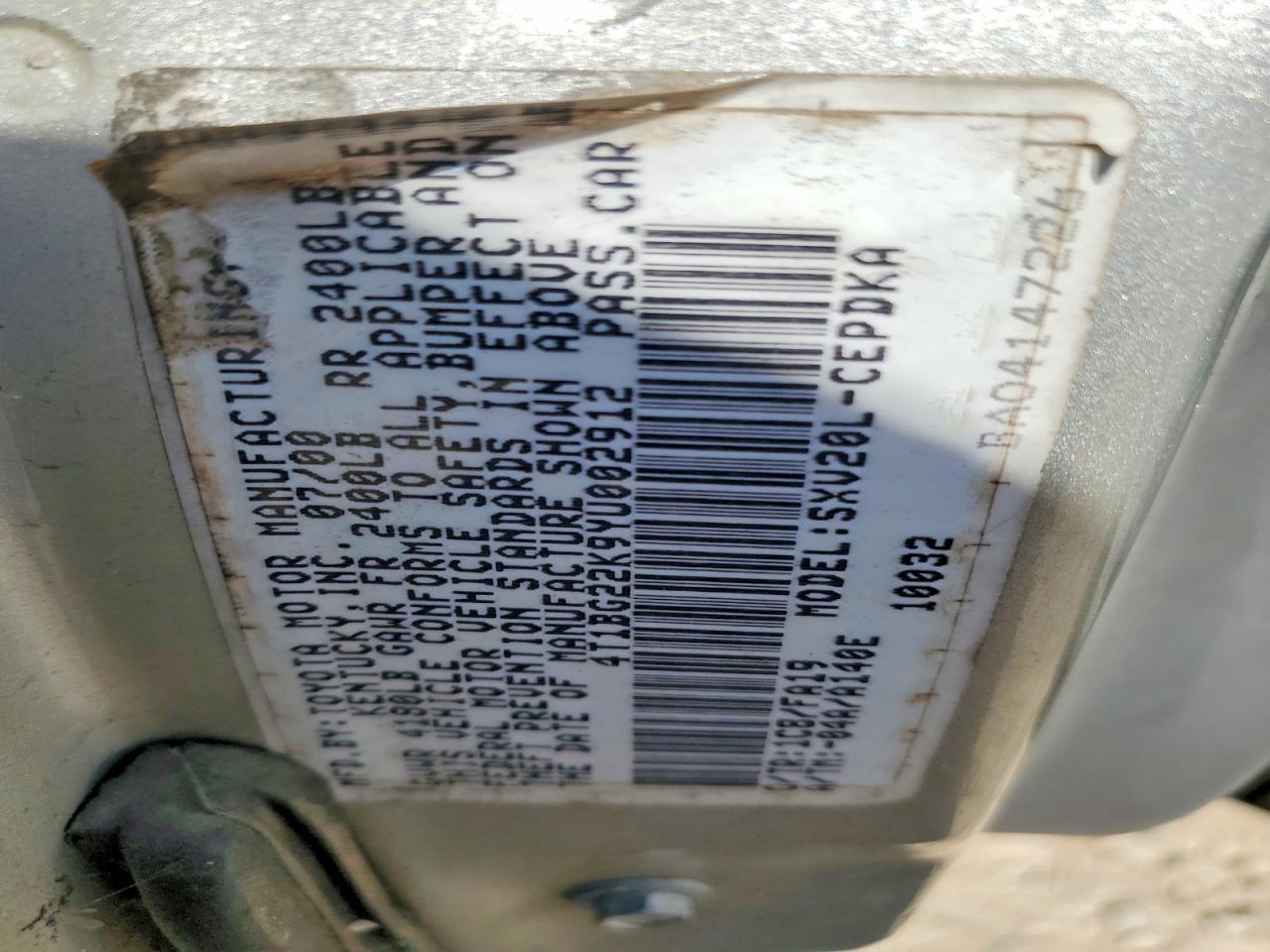 2000 TOYOTA CAMRY