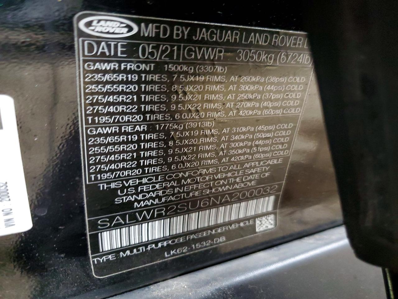 2022 LAND ROVER RANGEROVER