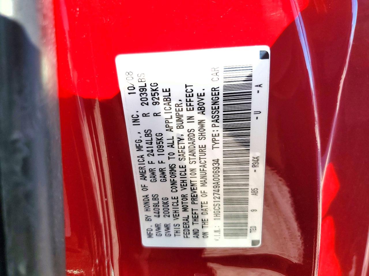 2009 HONDA ACCORD