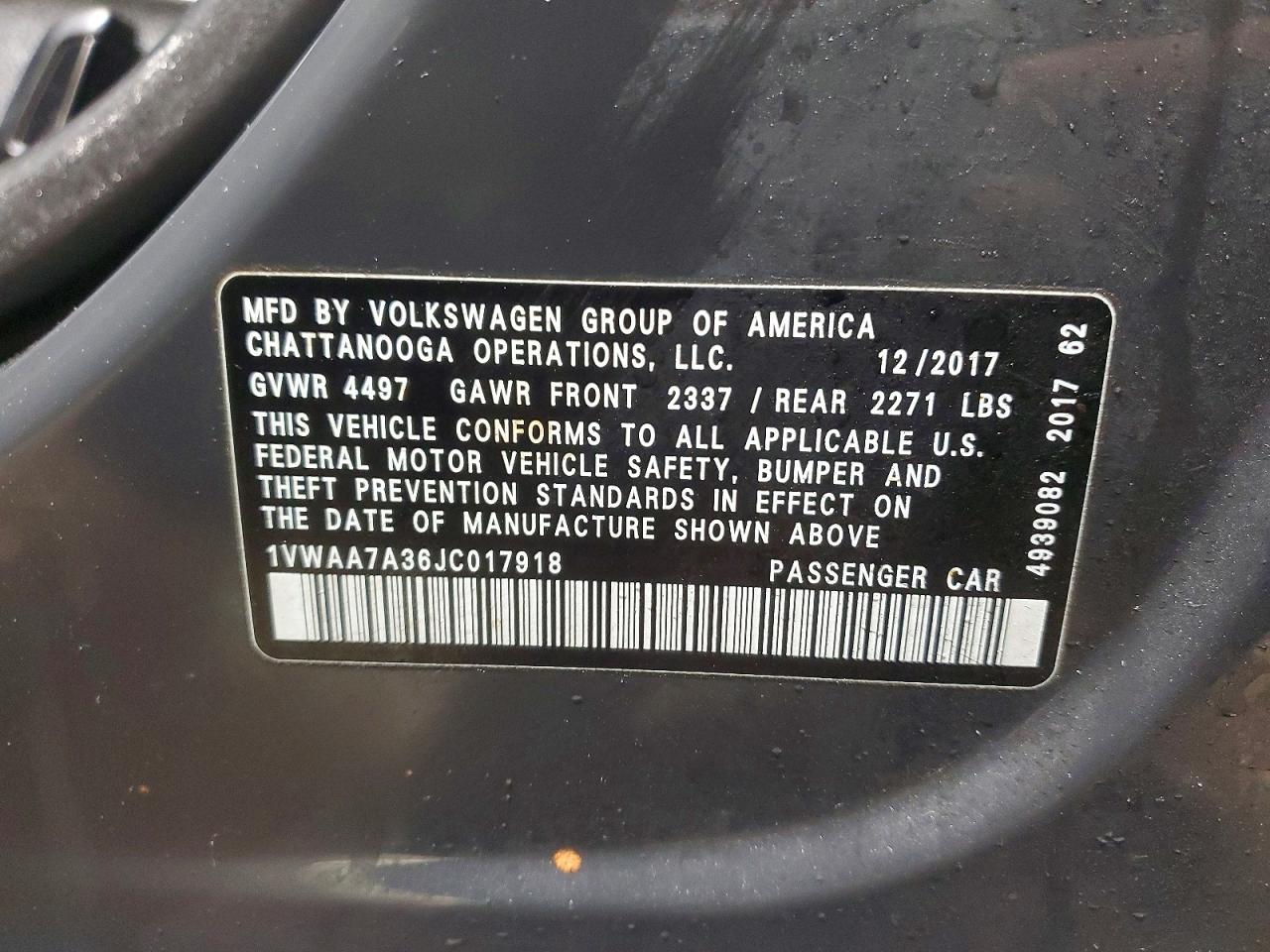2018 VOLKSWAGEN PASSAT