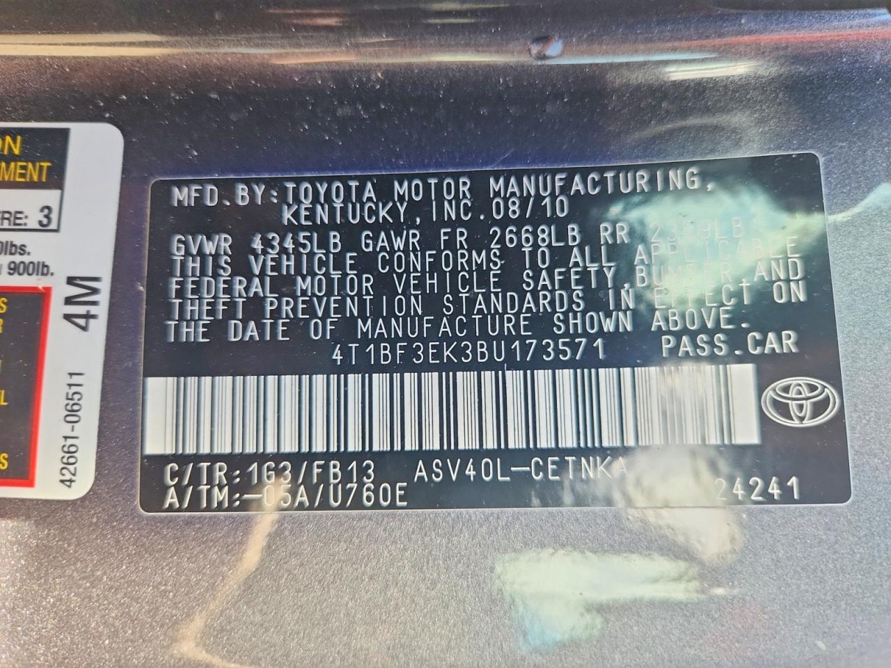 2011 TOYOTA CAMRY