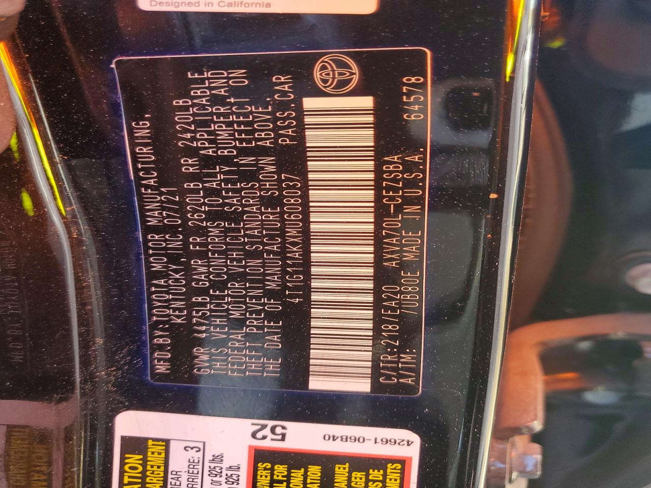 2021 TOYOTA CAMRY