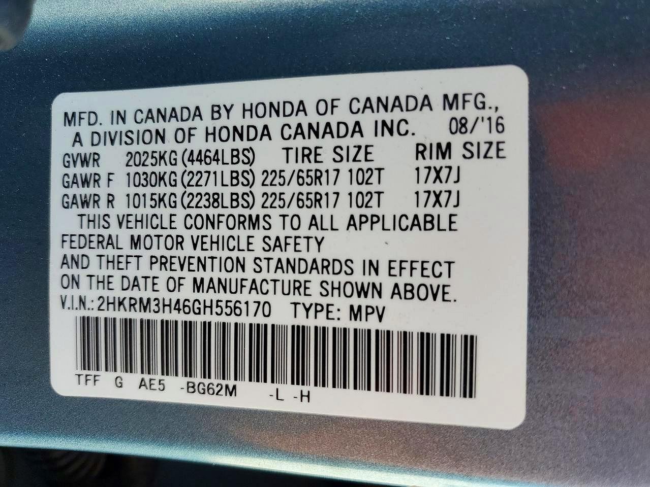 2016 HONDA CRV
