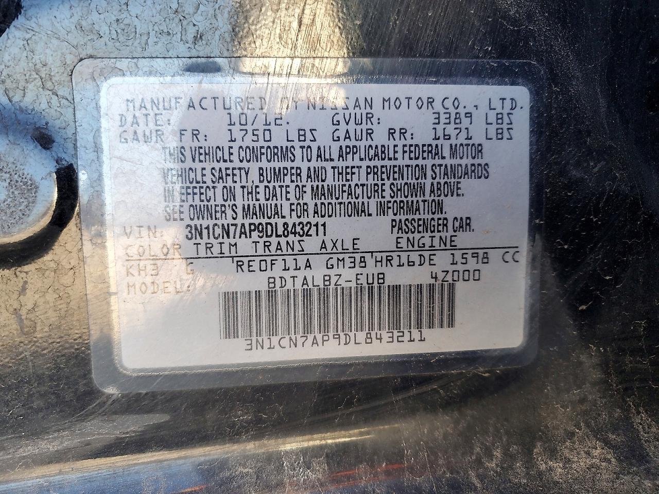 2013 NISSAN VERSA