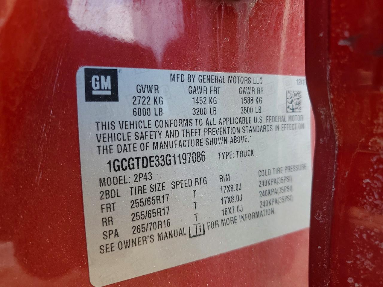 2016 CHEVROLET COLORADO