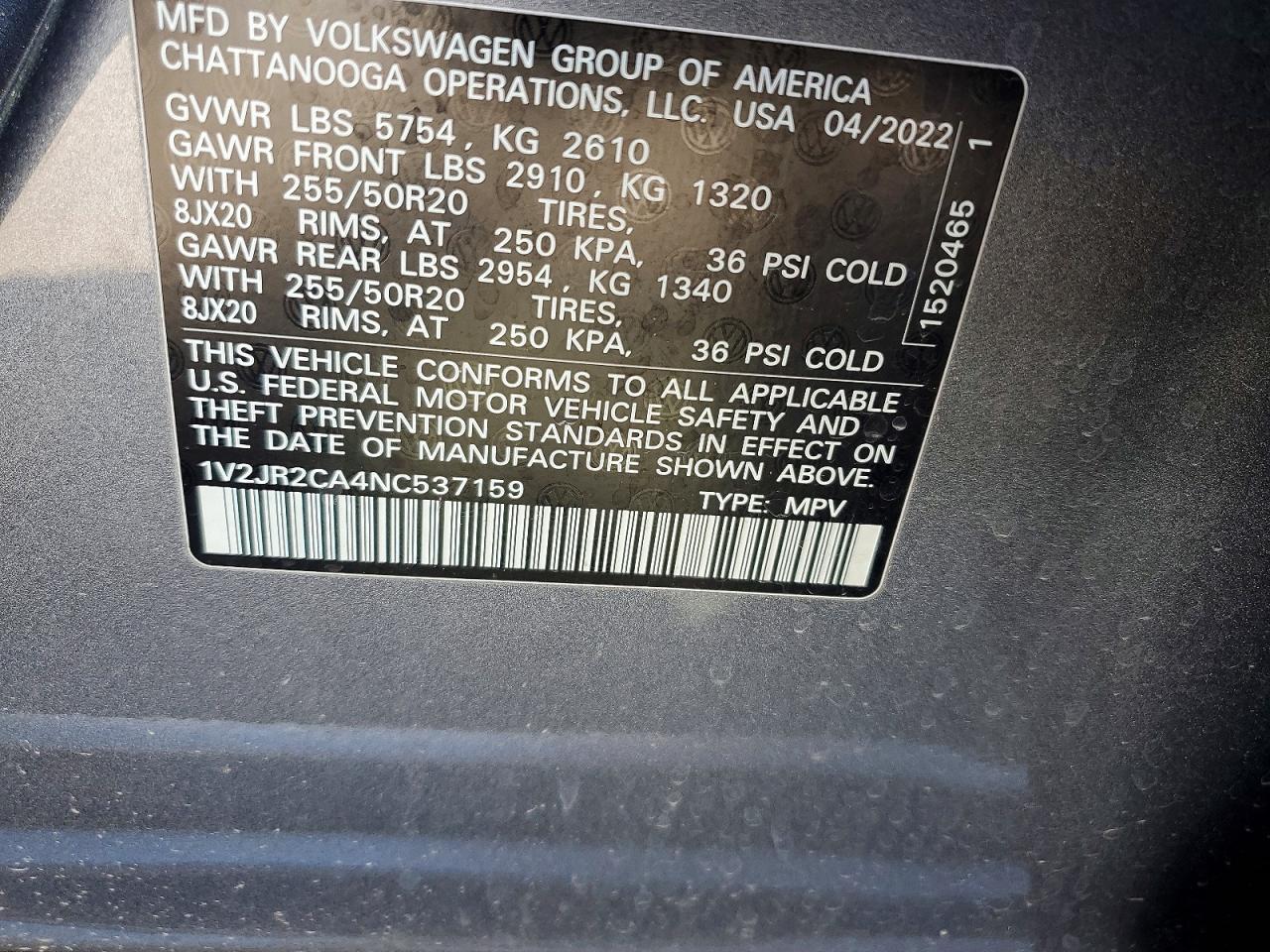 2022 VOLKSWAGEN ATLAS