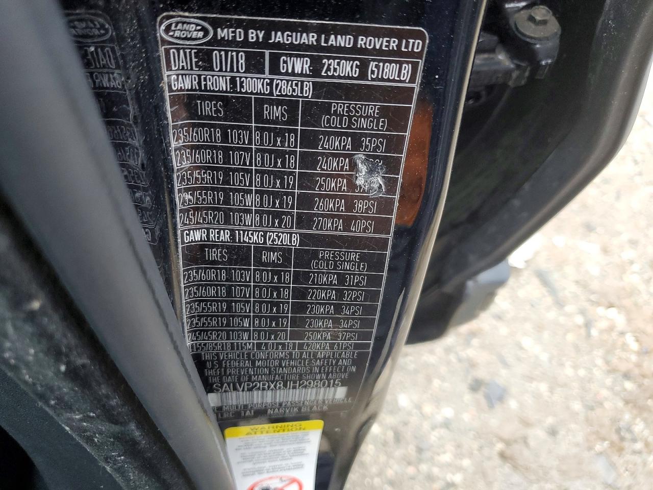 2018 LAND ROVER RANGEROVER