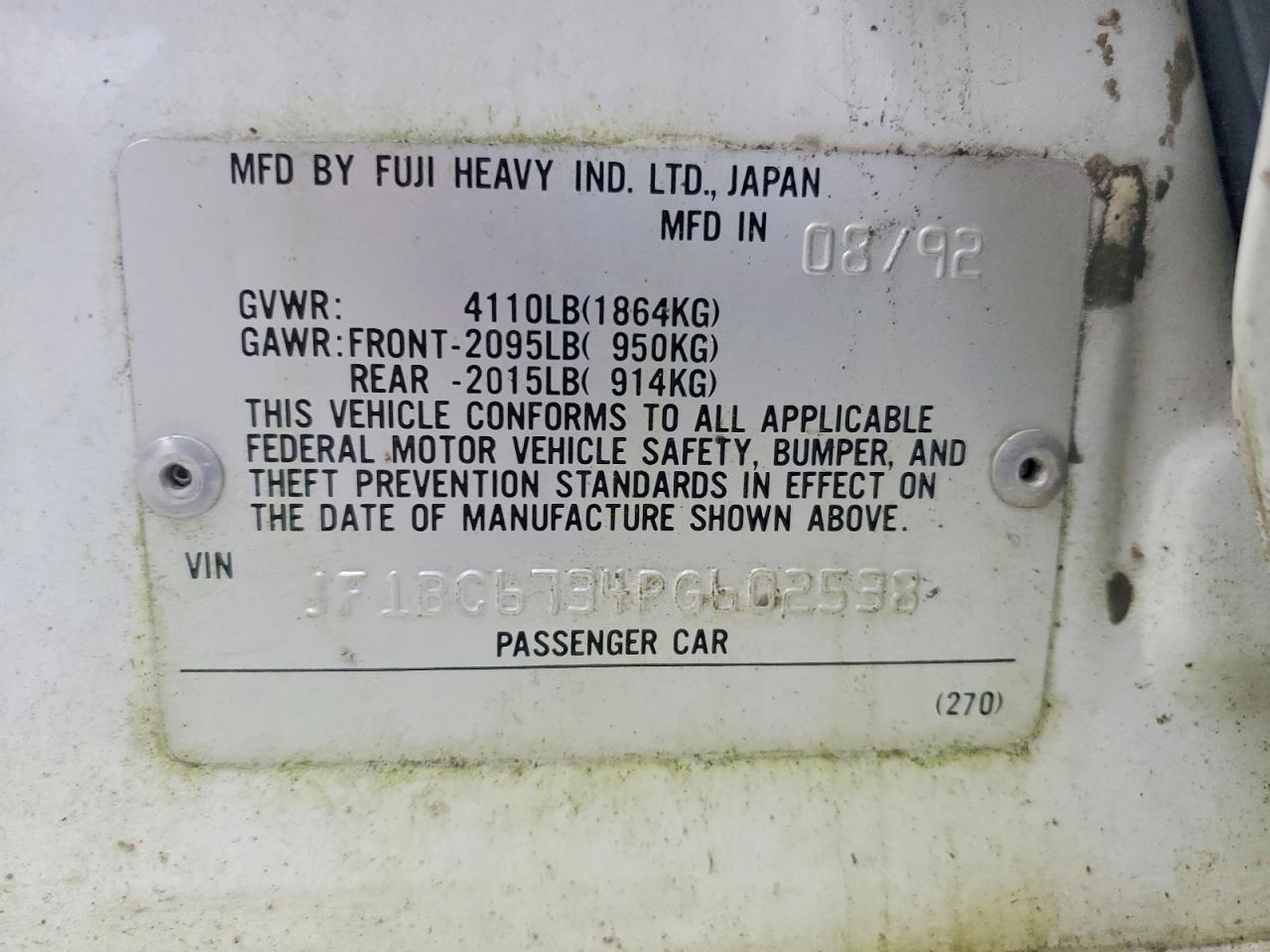 1993 SUBARU LEGACY