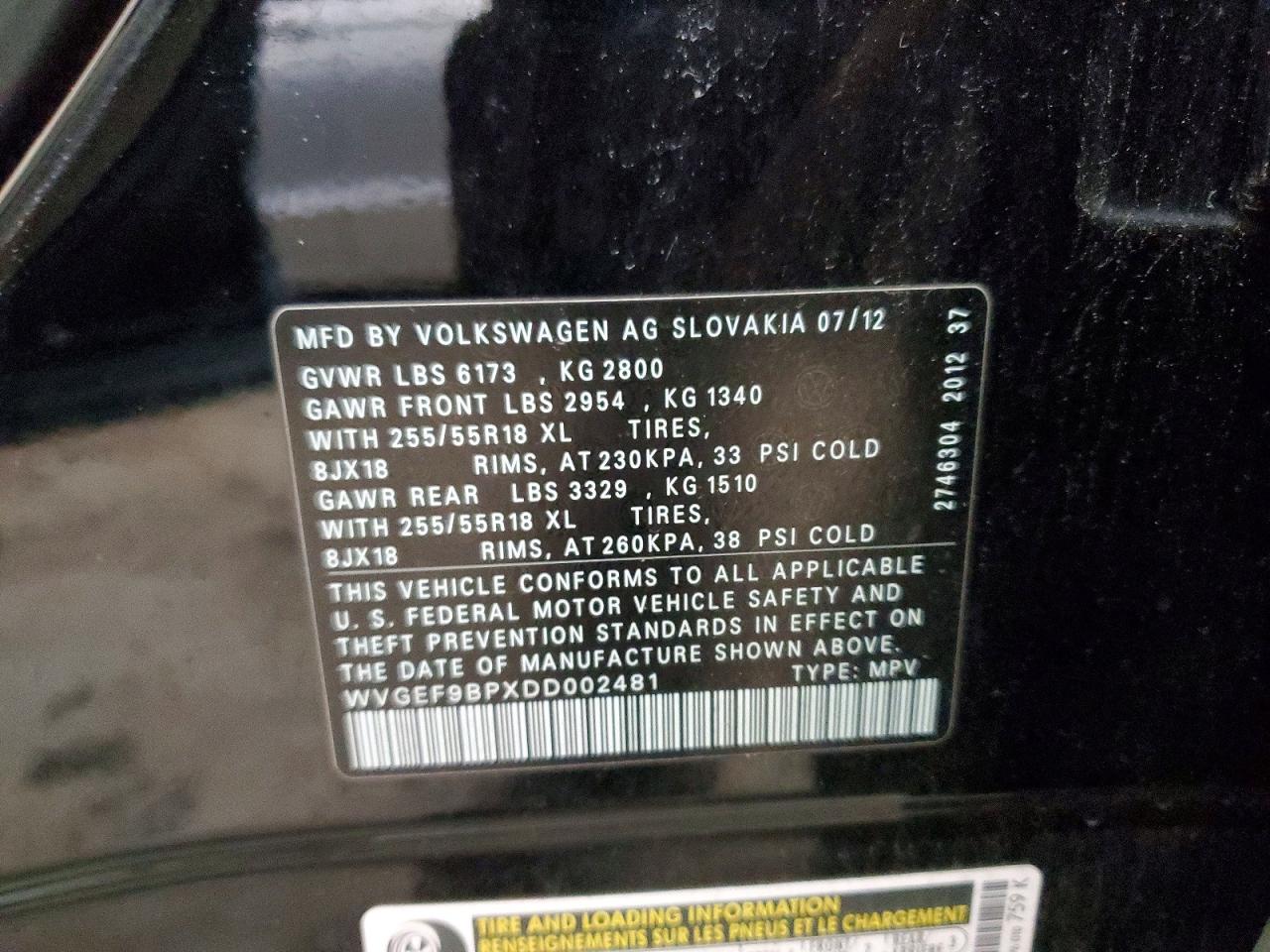 2013 VOLKSWAGEN TOUAREG