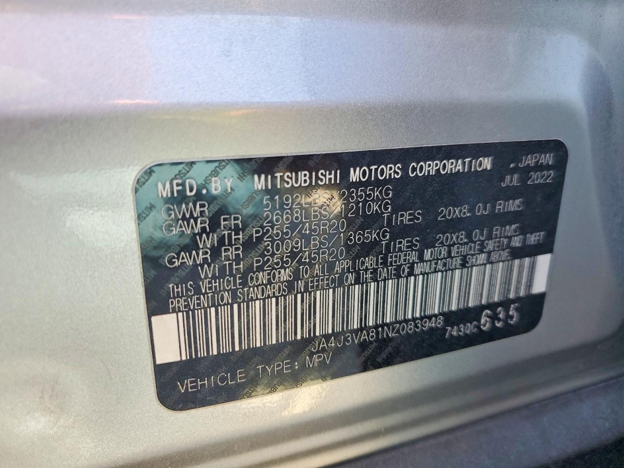 2022 MITSUBISHI OUTLANDER