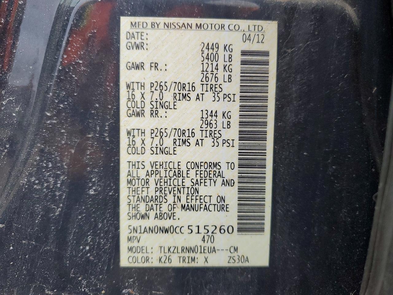 2012 NISSAN XTERRA