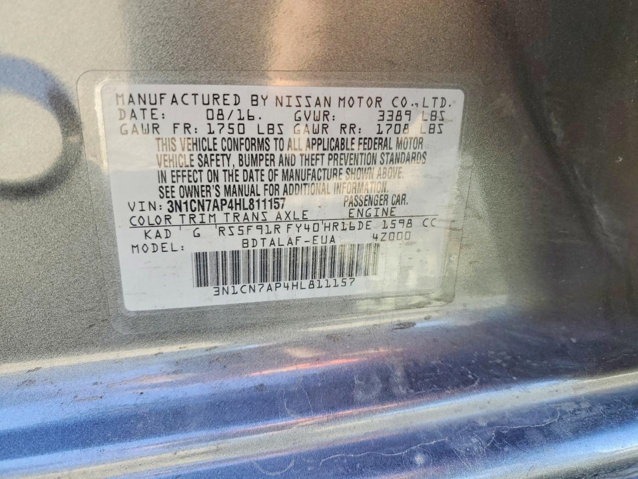 2017 NISSAN VERSA