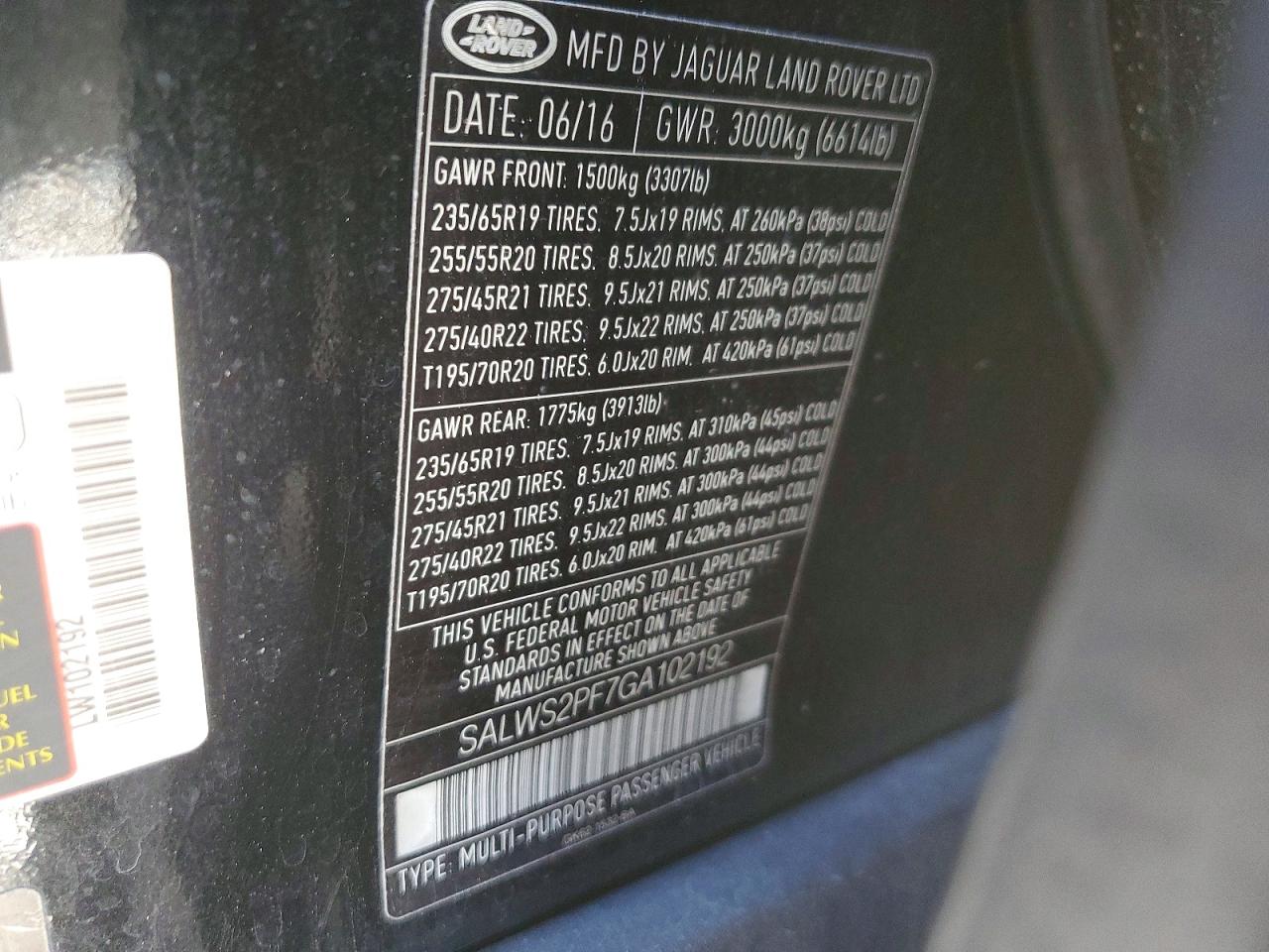 2016 LAND ROVER RANGEROVER