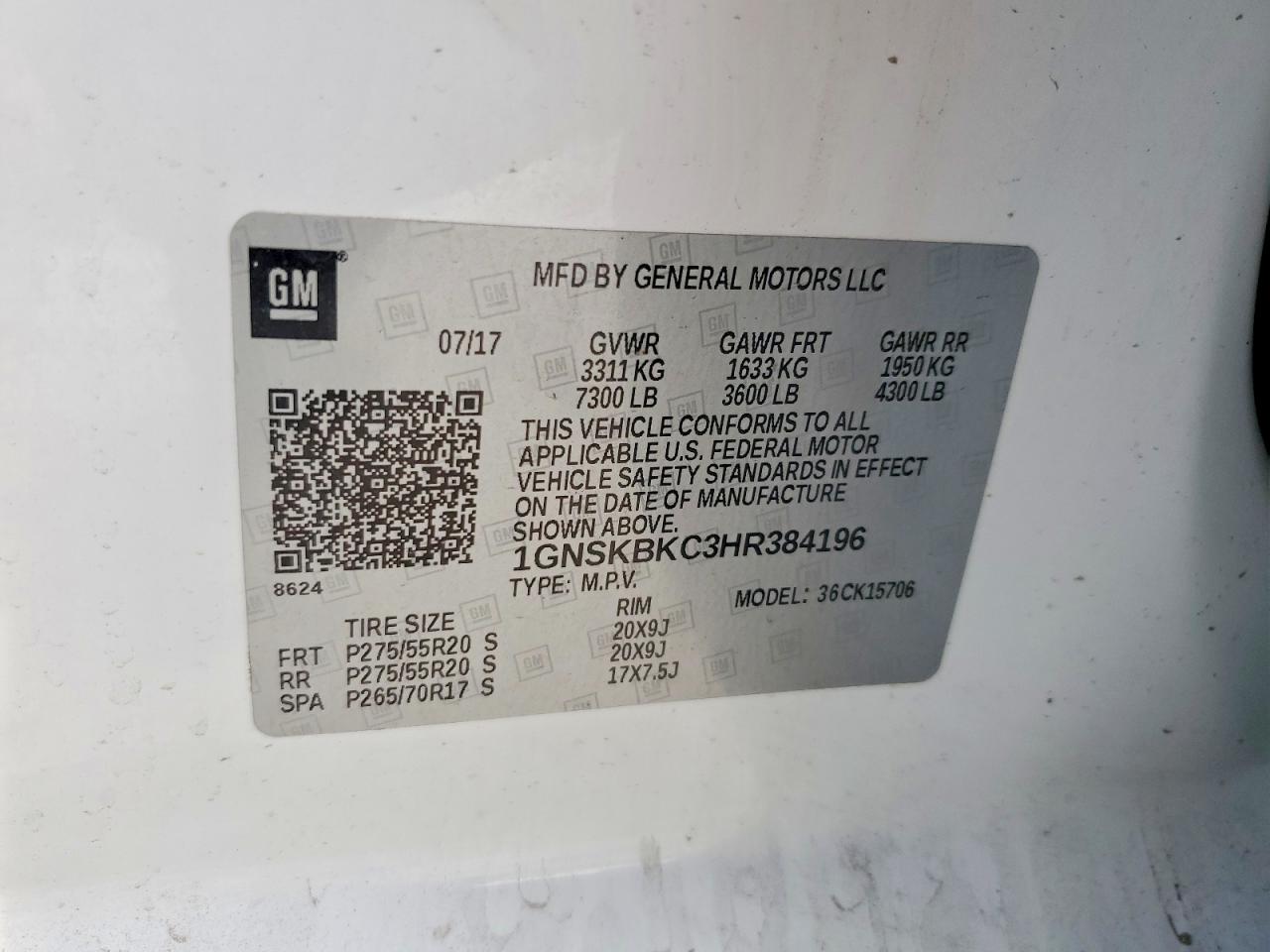 2017 CHEVROLET TAHOE
