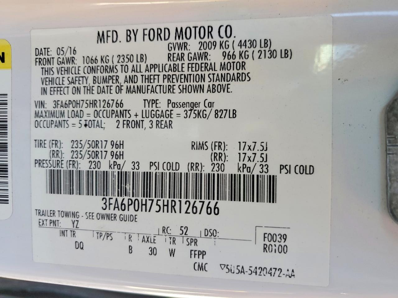 2017 FORD FUSION