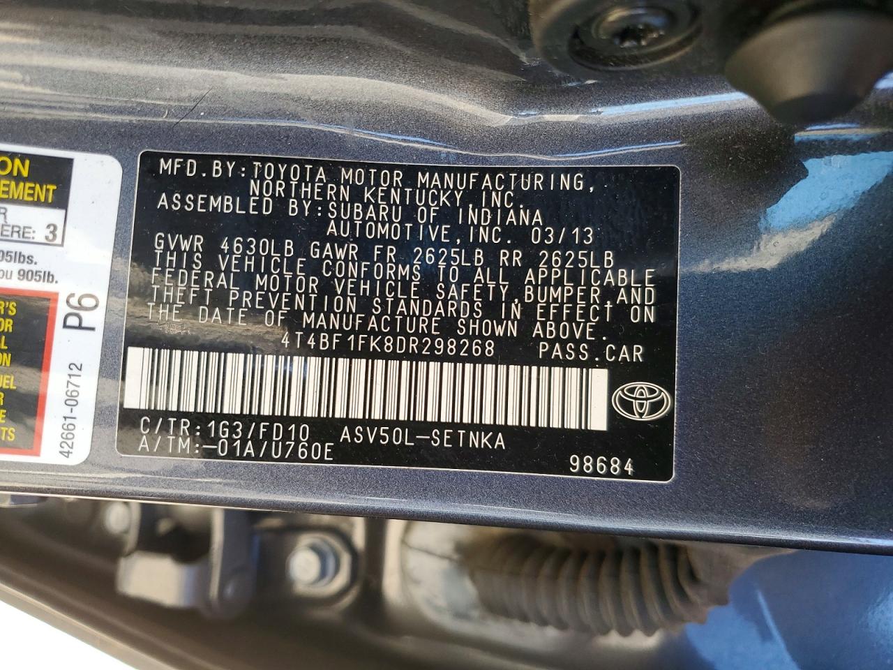 2013 TOYOTA CAMRY