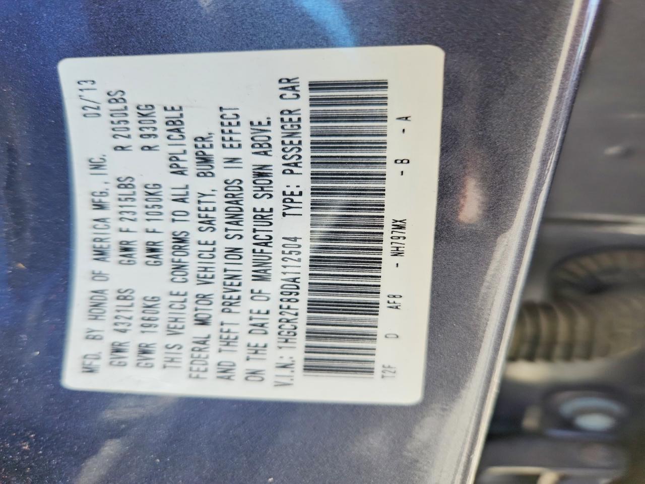 2013 HONDA ACCORD