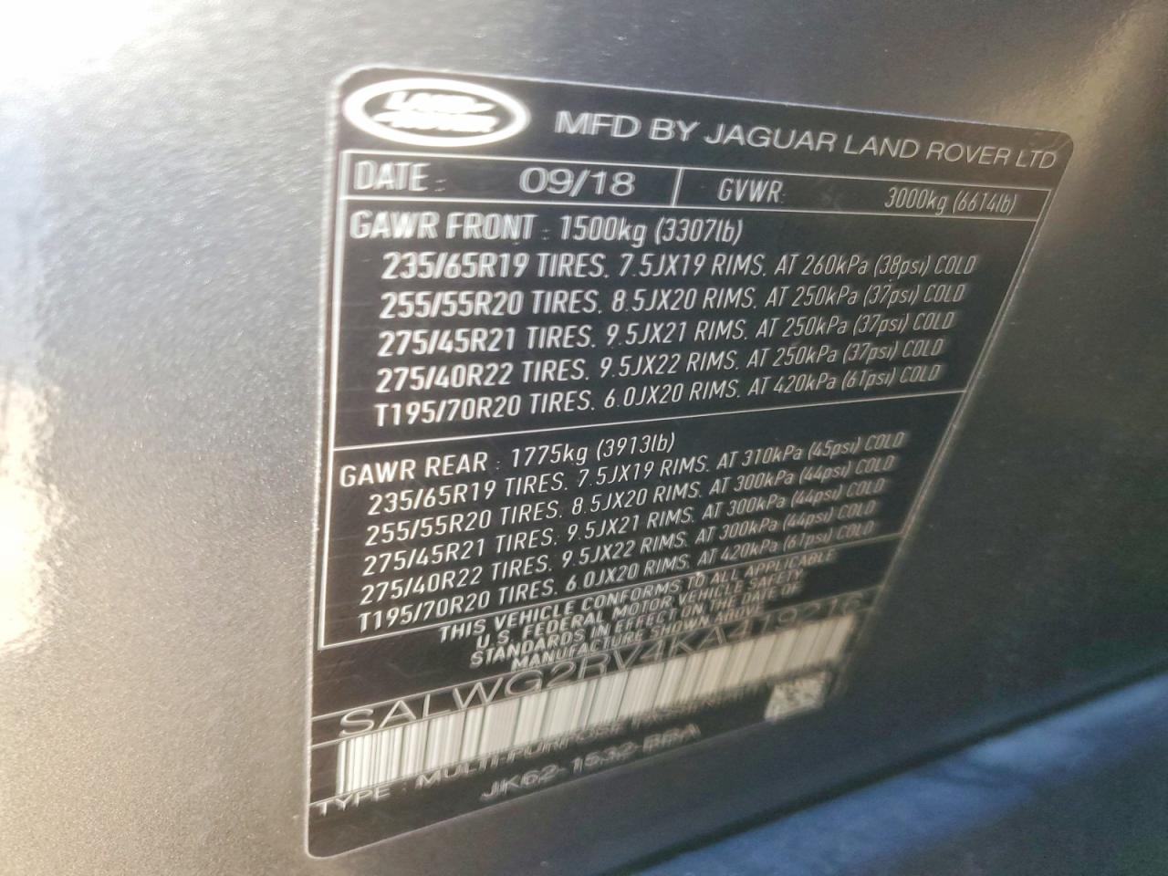 2019 LAND ROVER RANGEROVER