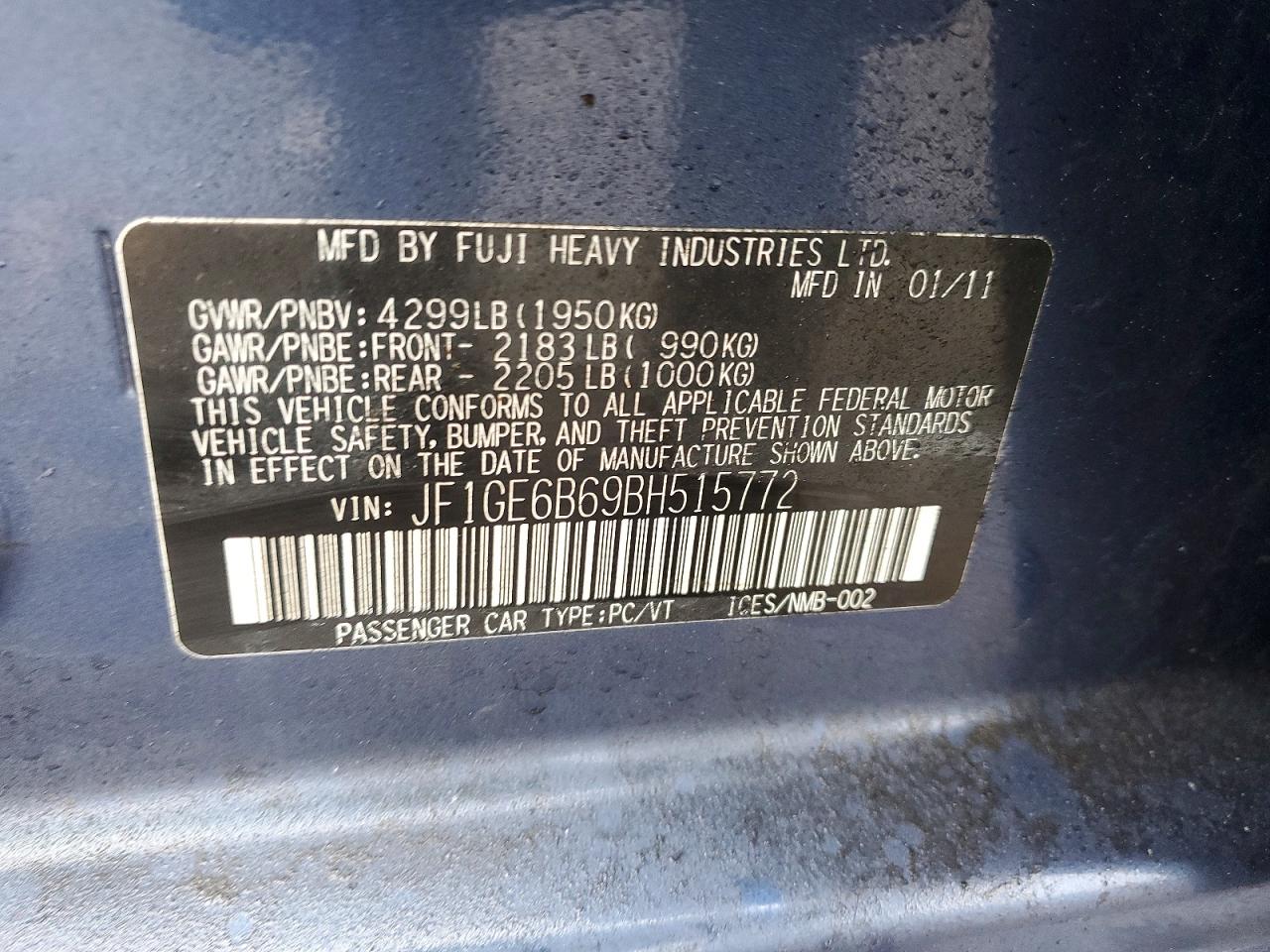 2011 SUBARU IMPREZA