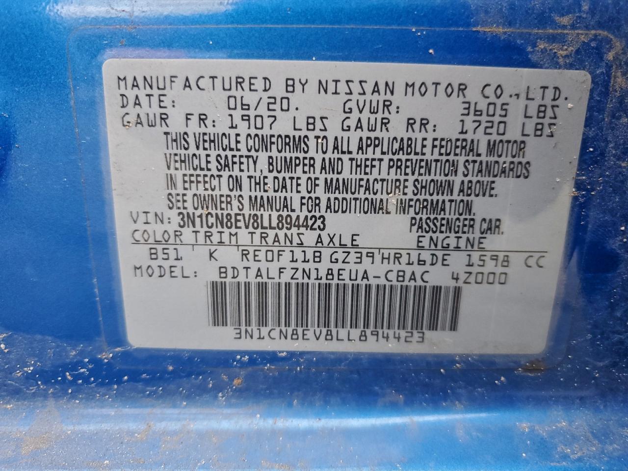 2020 NISSAN VERSA