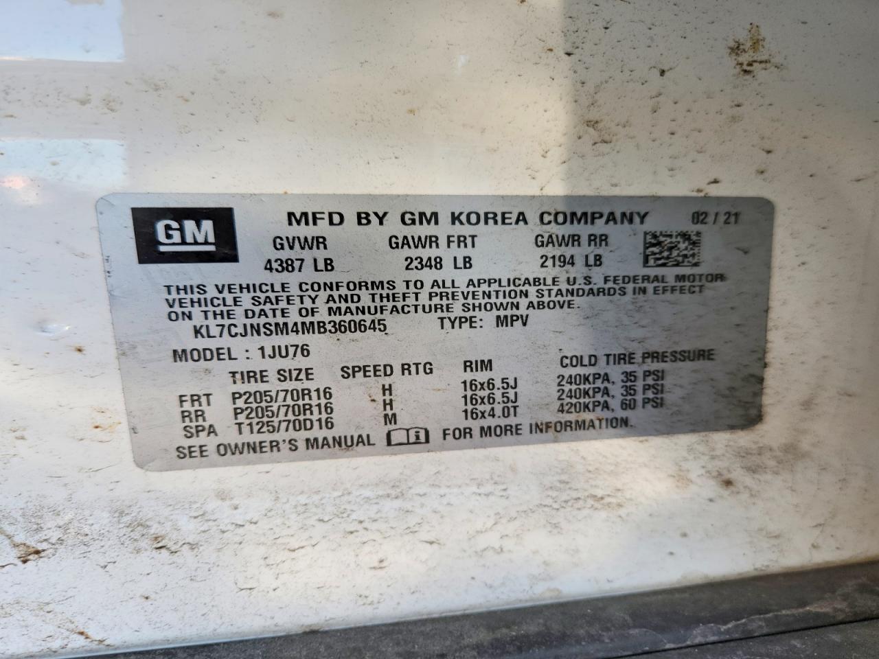 2021 CHEVROLET TRAX
