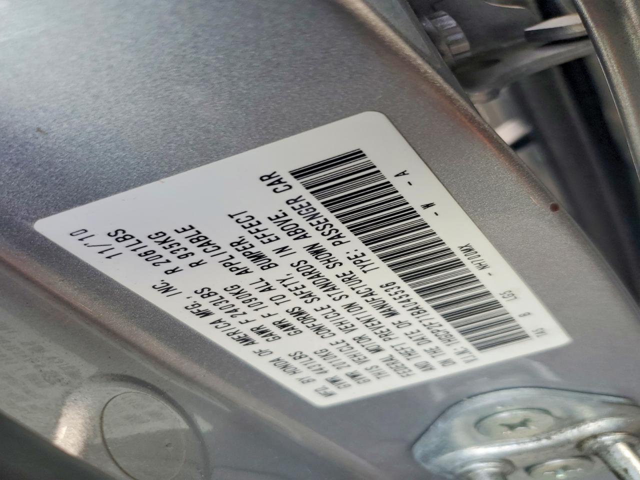 2011 HONDA ACCORD