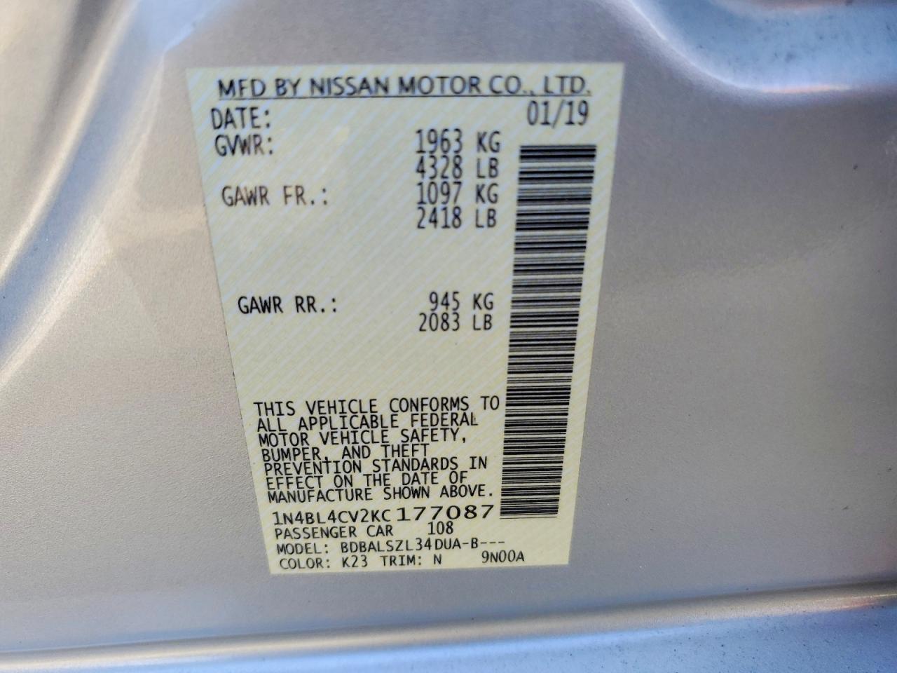 2019 NISSAN ALTIMA