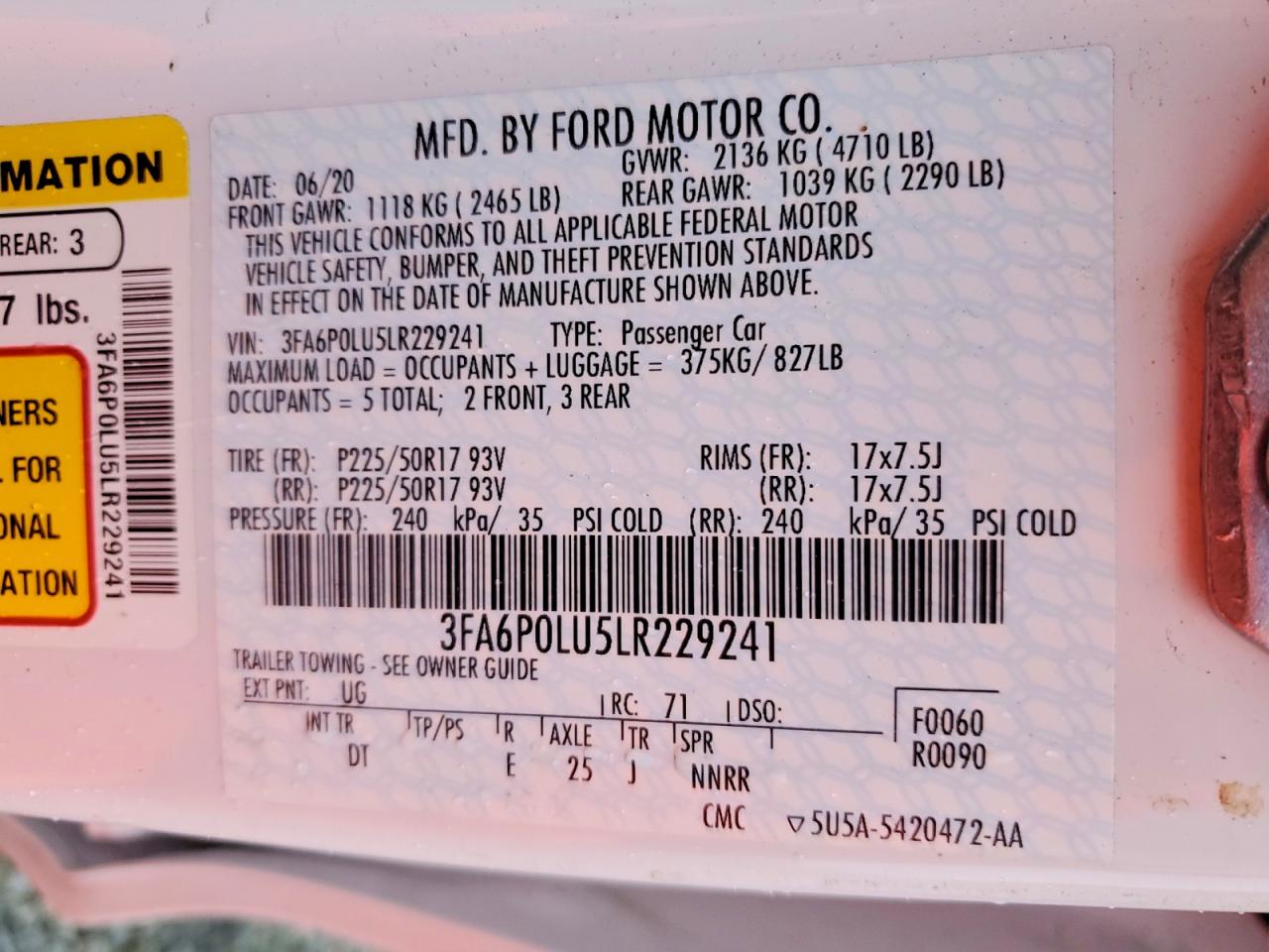 2020 FORD FUSION