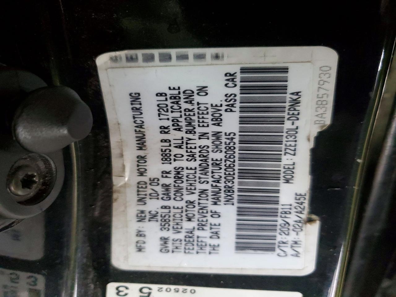 2006 TOYOTA COROLLA
