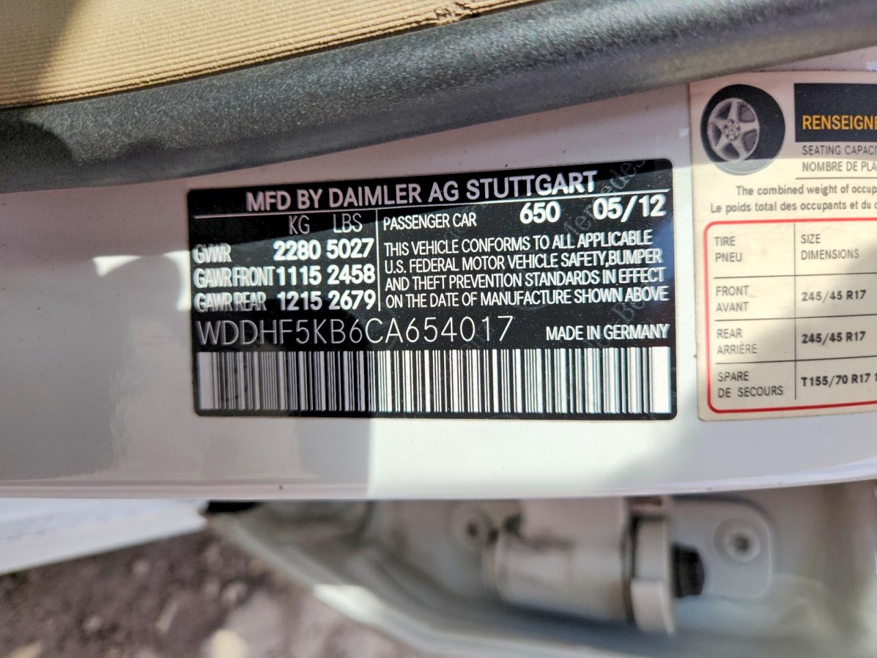2012 MERCEDES-BENZ E-CLASS